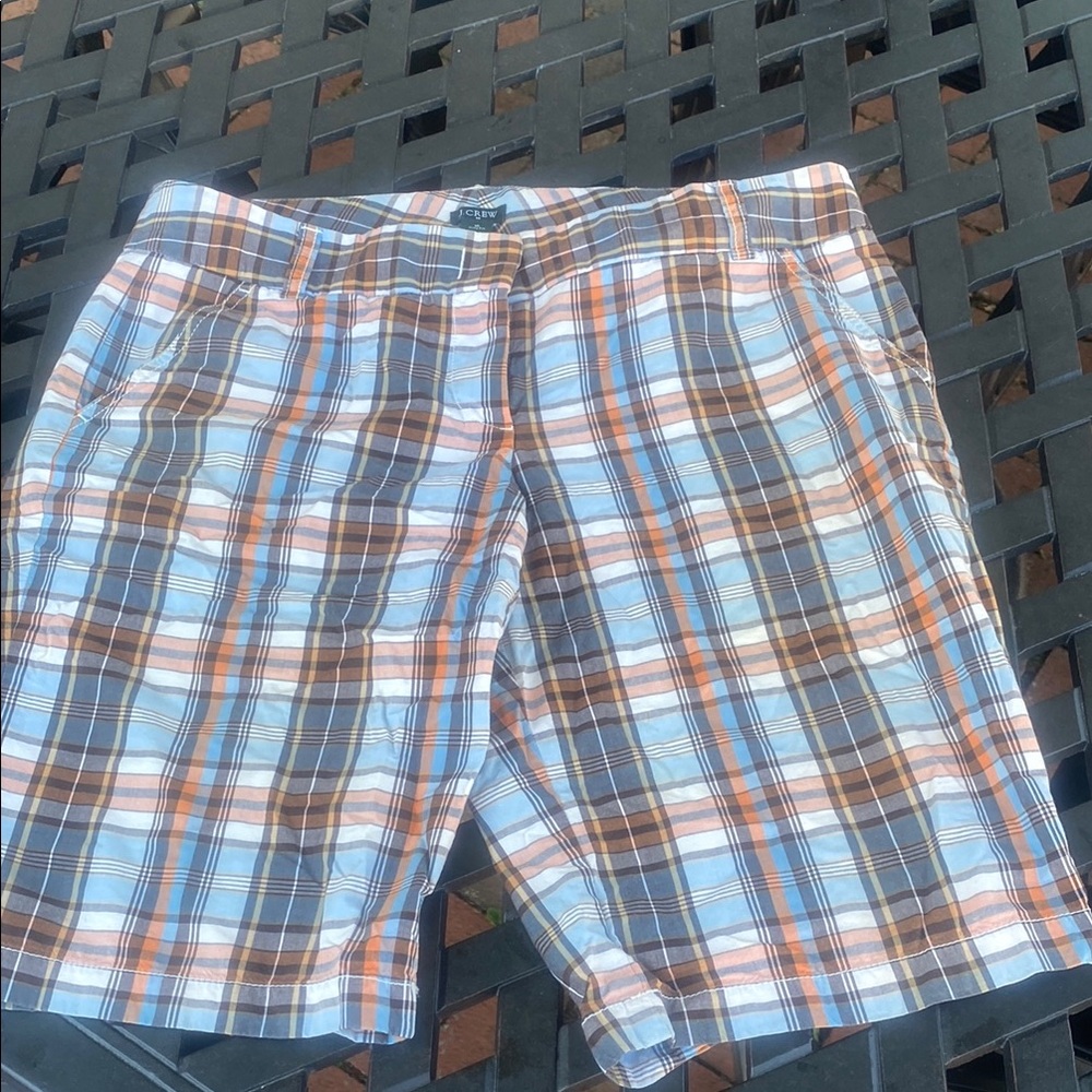 J. Crew Blue and Orange Flat Front Shorts